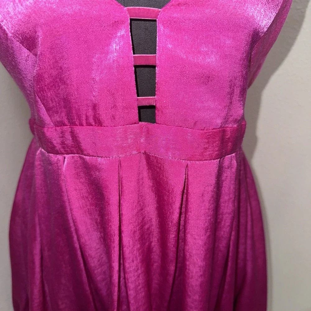 Free People NWT Pink Mini Dress Sleeveless Plunge Fit & Flare Open Back Size 8